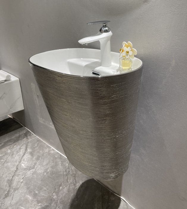 Lavoar suspendat, ceramică sanitară, finisaj argintiu 45 x 35 x 50 cm - P123EDS [2]