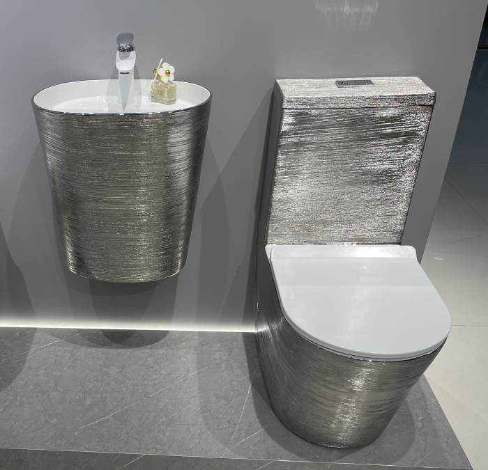 Lavoar suspendat, ceramică sanitară, finisaj argintiu 45 x 35 x 50 cm - P123EDS [3]