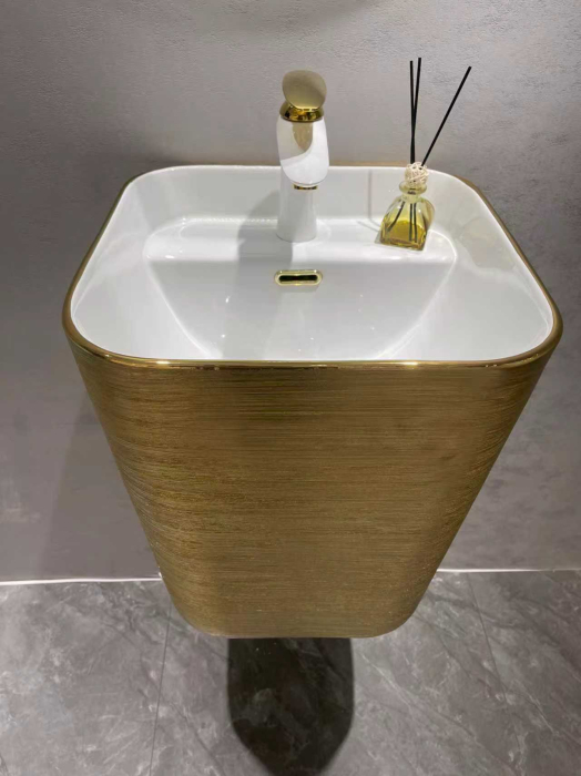 Lavoar suspendat, ceramică sanitară, finisaj auriu 40 x 38 x 48 cm - P131EDG [3]