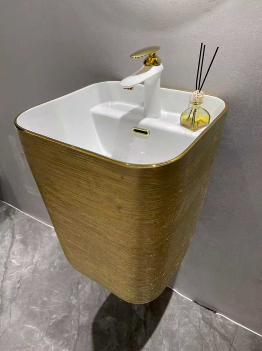 Lavoar suspendat, ceramică sanitară, finisaj auriu 40 x 38 x 48 cm - P131EDG [4]