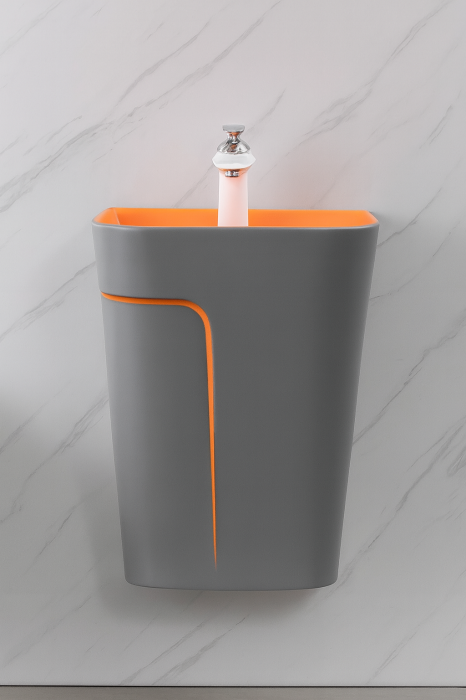 Lavoar suspendat, finisaj gri mat/portocaliu 41x 34 x 62 cm P130GO [1]