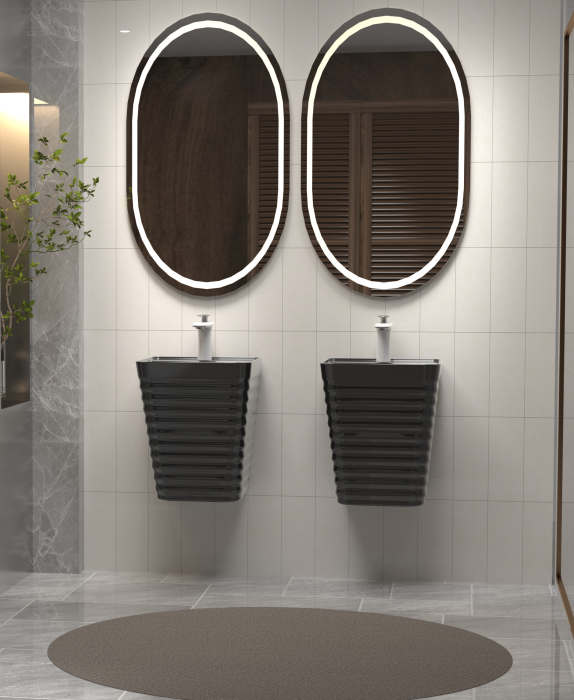 Lavoar suspendat, negru lucios, ceramica sanitara, 40 x 38 x 51 cm P179B [2]