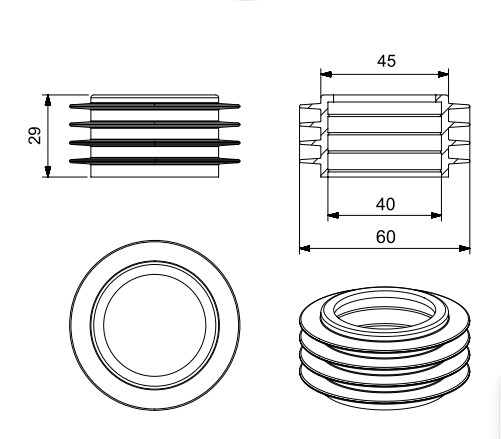 Manson wc, interior Ø40, exterior Ø55-60 Eurociere 1524A-10 [2]