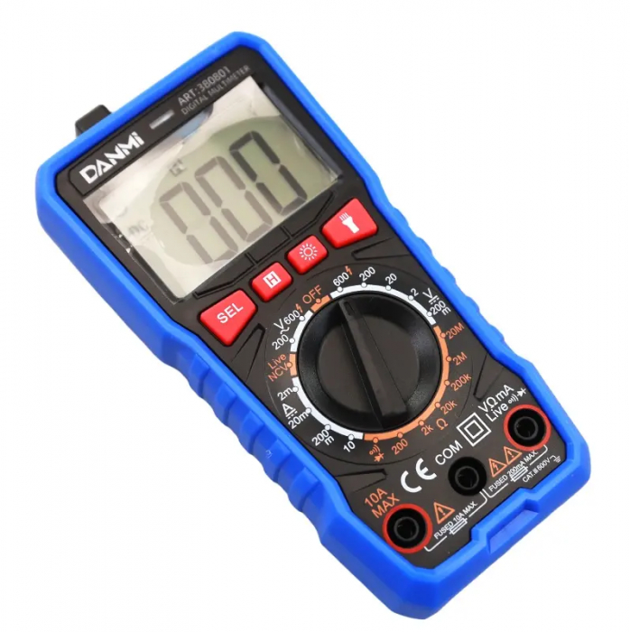 Multimetru digital, afisaj LCD, tester diode/baterii/continuitate, oprire automata, baterii incluse DANMI 380801 [1]