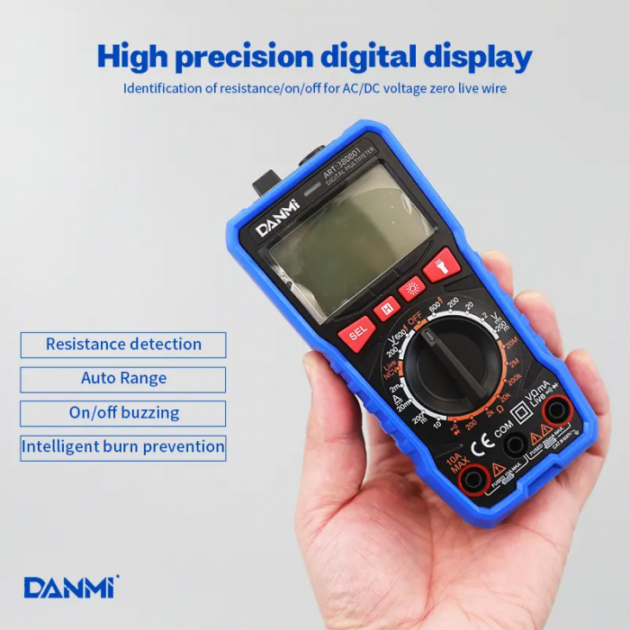 Multimetru digital, afisaj LCD, tester diode/baterii/continuitate, oprire automata, baterii incluse DANMI 380801 [5]