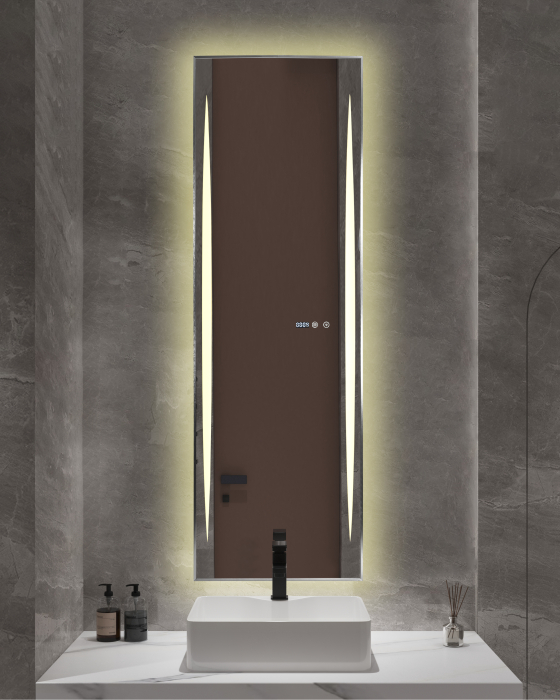 Oglindă baie cu LED și funcție dezaburire 50×150 cm – Touch, 3 culori, ceas digital - 1164 [3]