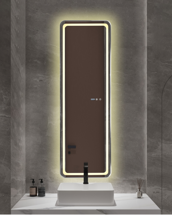 Oglindă baie cu LED și funcție dezaburire 50×150 cm – Touch, 3 culori, ceas digital - 1180 [3]