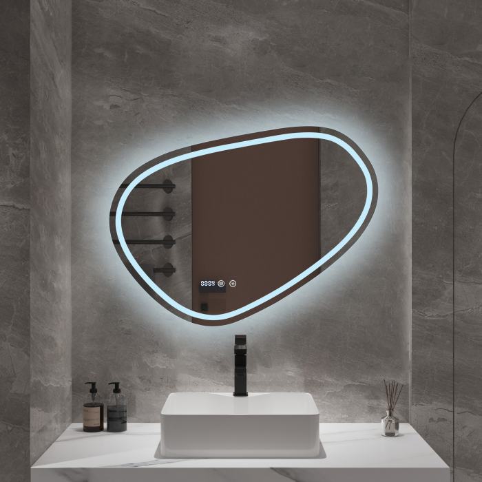 Oglindă baie cu LED și funcție dezaburire 60×80 cm – Touch, 3 culori, ceas digital - 112 [2]