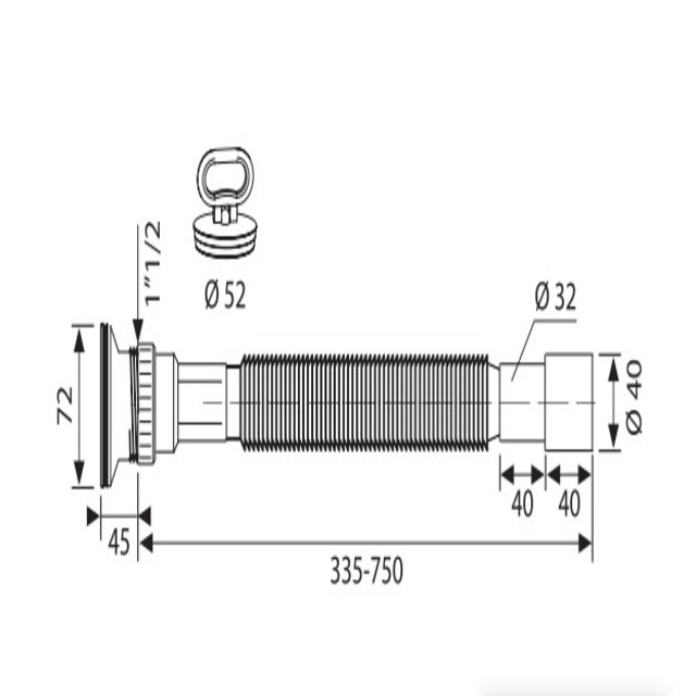Racord extensibil iesire Ø32-40 si ventil 1”1/2 Eurociere 8058/V40 [2]