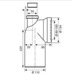 Racord wc cu cot 90° si racord MS, Ø110 Eurociere KK95000N [2]