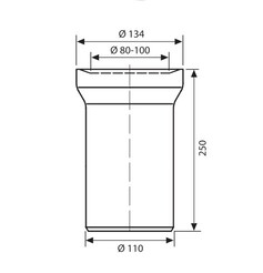 Racord wc drept, lungime 250 mm, Ø110 Eurociere [2]