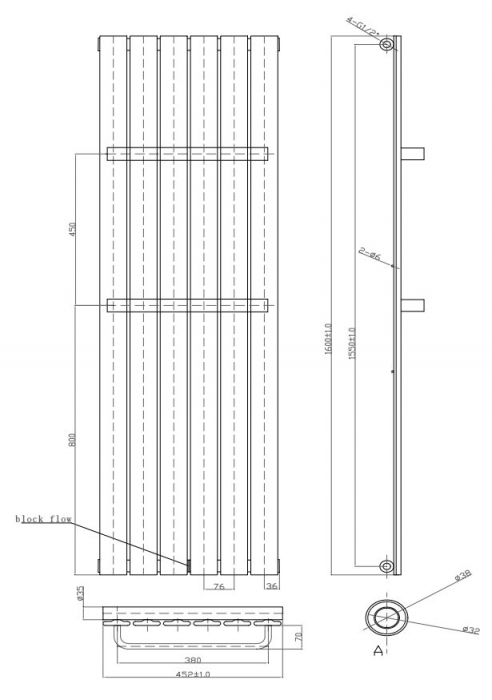 Calorifer din otel,cu suport prosop, 6 elementi, antracit, inaltime 160 cm ThermaLux SUN-R22 [5]