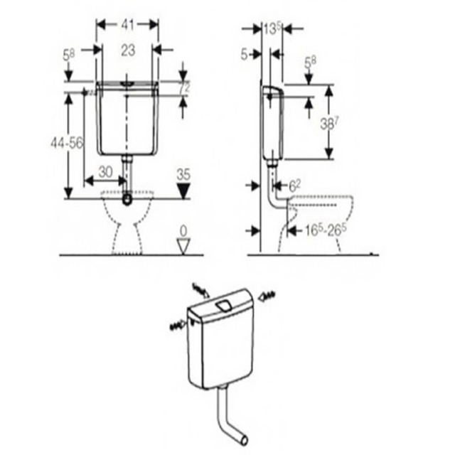 Rezervor WC cu montare pe perete Geberit AP 110, 6-9 l, alb [2]
