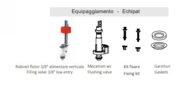 Set mecanism evacuare apa wc cu buton unic si flotor vertical 3/8” Eurociere 1403 [2]