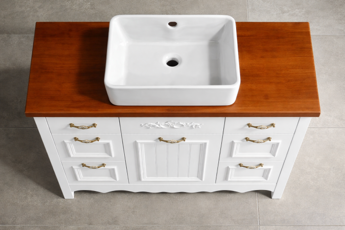 Set Mobilier Baie  100 cm din PVC cu Lavoar Ceramic și Oglindă LED - 2902 [2]