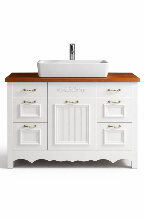 Set Mobilier Baie  100 cm din PVC cu Lavoar Ceramic și Oglindă LED - 2902 [4]