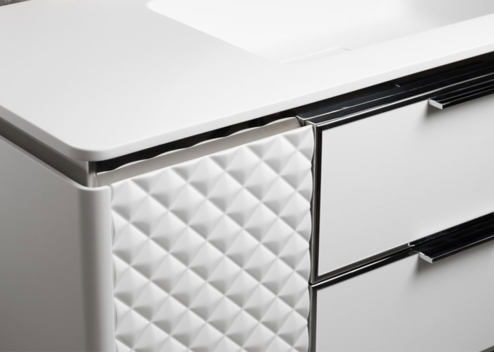 Set mobilier baie suspendat alb mat 120 cm cu lavoar, oglindă LED si corp lateral suspendat - 2876 [5]