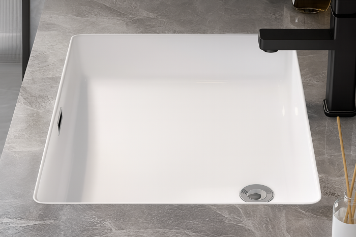 Set mobilier baie Suspendat, gri mat din Lemn 120 cm cu lavoar din piatră+ceramică și oglindă LED cu dulăpior - 2867 [2]