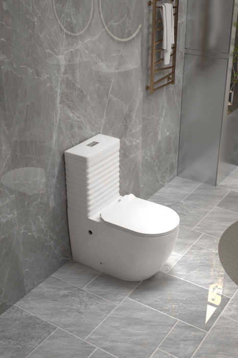 Set vas wc cu capac slim, montare pe podea, rimless, evacuare laterala,  68 x 37 x 80 cm T2127 [6]