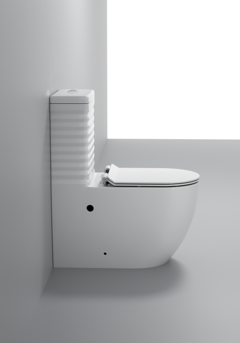 Set vas wc cu capac slim, montare pe podea, rimless, evacuare laterala,  68 x 37 x 80 cm T2127 [5]