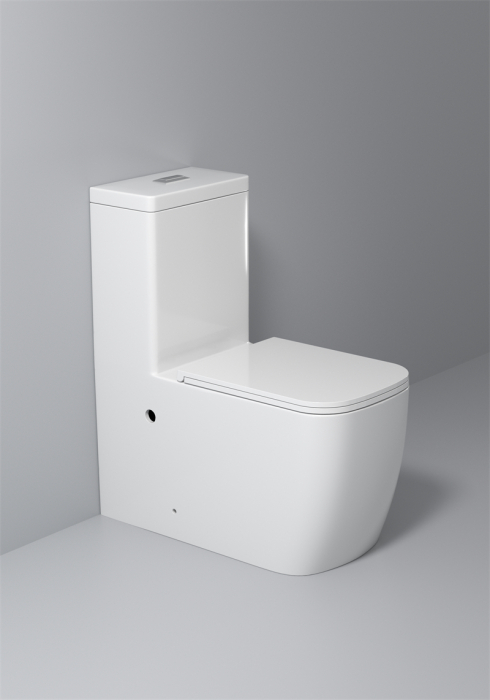 Set vas wc cu capac slim, montare pe podea, rimless, evacuare laterala, alb 64 x 36 x 80 cm T2214 [1]