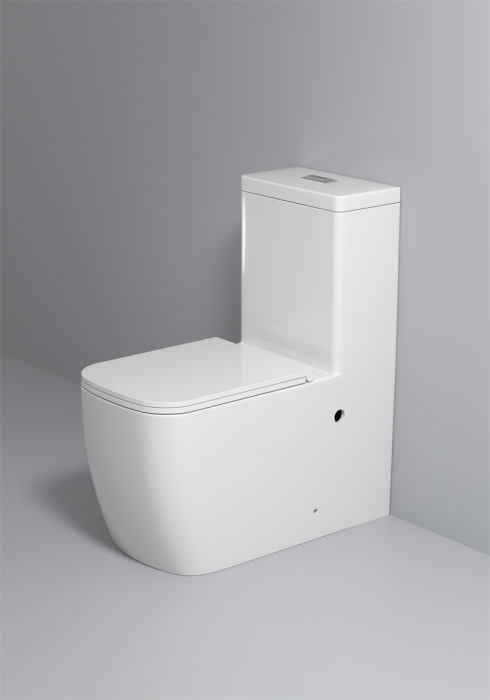 Set vas wc cu capac slim, montare pe podea, rimless, evacuare laterala, alb 64 x 36 x 80 cm T2214 [4]