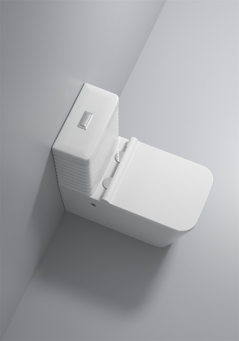 Set vas wc cu capac slim, montare pe podea, rimless, evacuare laterala, alb 64 x 36 x 80 T2079 [3]