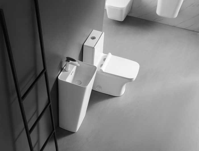 Set vas wc cu capac slim, montare pe podea, rimless, evacuare laterala, alb 68 x 36 x 74 cm T2071 [3]