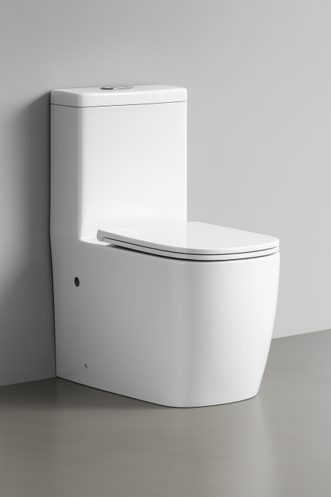 Set vas wc cu capac slim, montare pe podea, rimless, evacuare laterala, alb 68 x 37 x 80 cm T2075 [1]