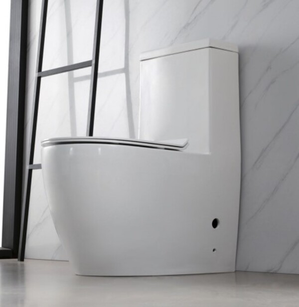 Set vas wc cu capac slim, montare pe podea, rimless, evacuare laterala, alb 68 x 37 x 80 cm T2075 [2]