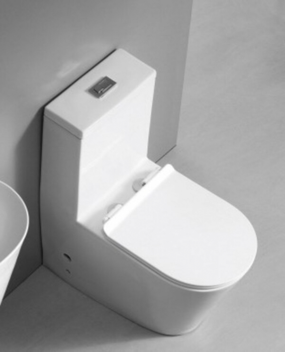 Set vas wc cu capac slim, montare pe podea, rimless, evacuare laterala, alb 68 x 37 x 80 cm T2075 [4]