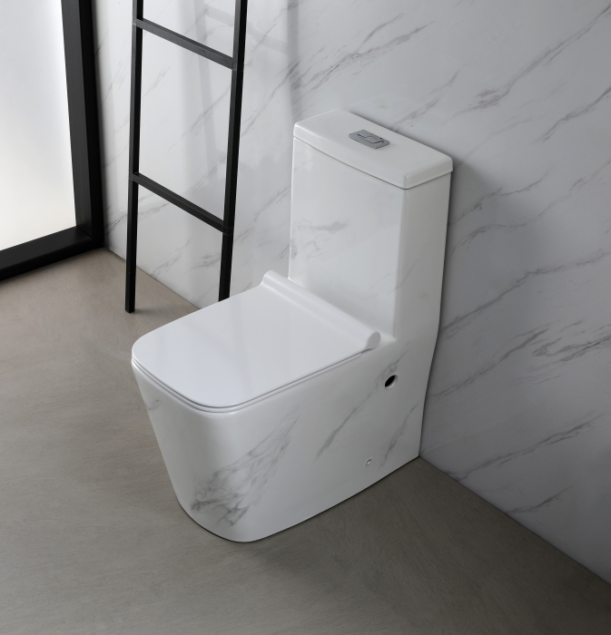 Set vas wc cu capac slim, montare pe podea, rimless, evacuare laterala, alb/gri 64 x 36 x 80 cm T2073UG [1]