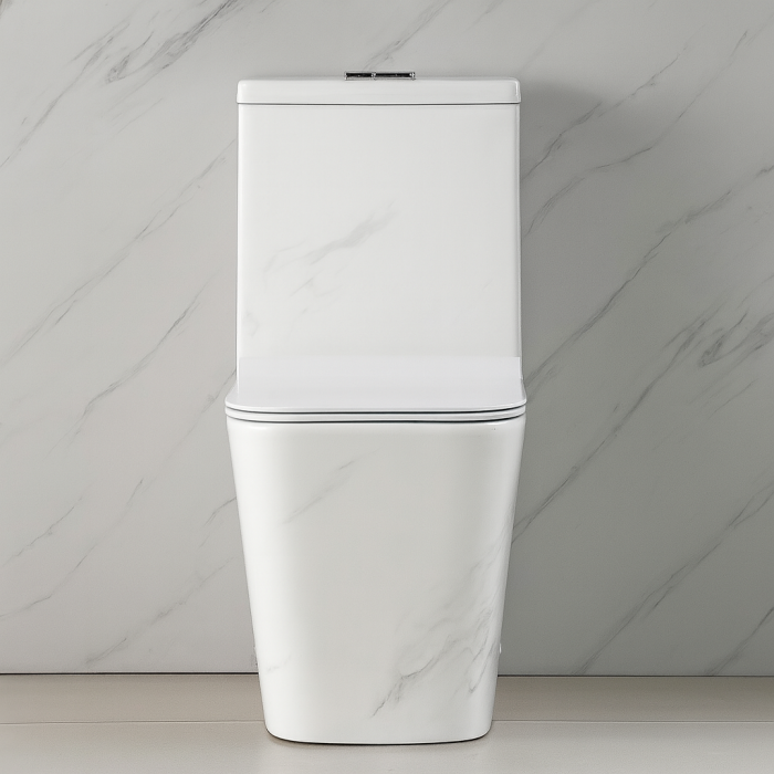 Set vas wc cu capac slim, montare pe podea, rimless, evacuare laterala, alb/gri 64 x 36 x 80 cm T2073UG [3]