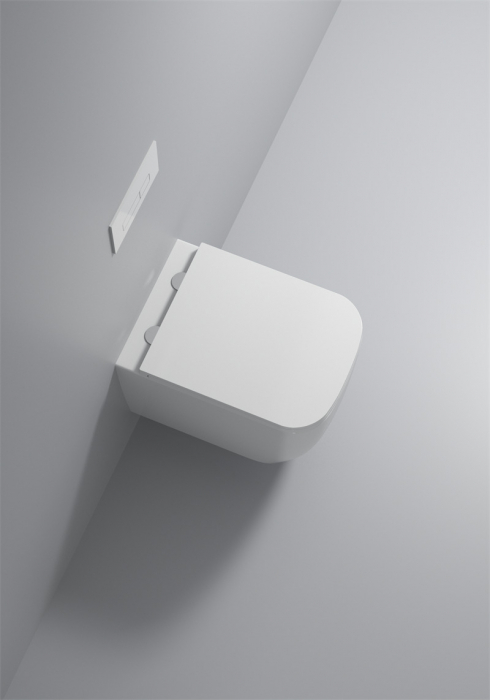 Vas wc suspendat si capac, rimless, ceramica sanitara, alb, 53 x 36 x 36 cm T3214 [3]