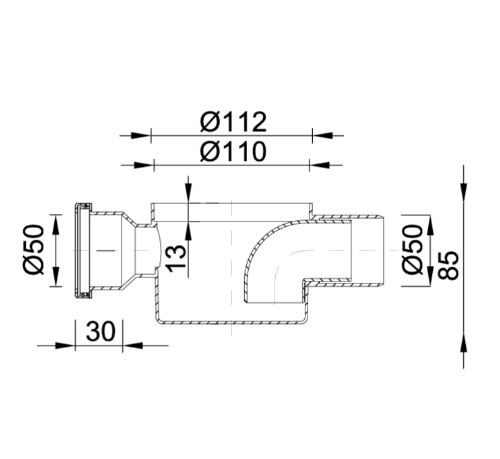 Sifon pardoseala cu o iesire Ø50 si o intrare laterala Ø50 H80 mm Styron STY-652 [2]