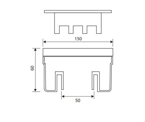 Sifon pardoseala150x150 mm iesire verticala Ø50 Eurociere 1701 [2]