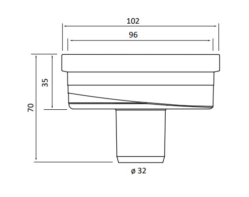 Sifon pentru pardoseala 96x96 mm ieșire verticală Ø32 Eurociere 1707V [3]
