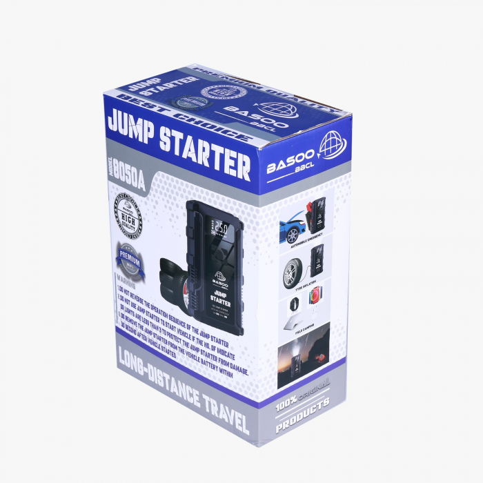 Starter auto cu acumulator 12000mha, 12V, port usb, lanterna + compresor auto, accesorii reparatie pana incluse [6]