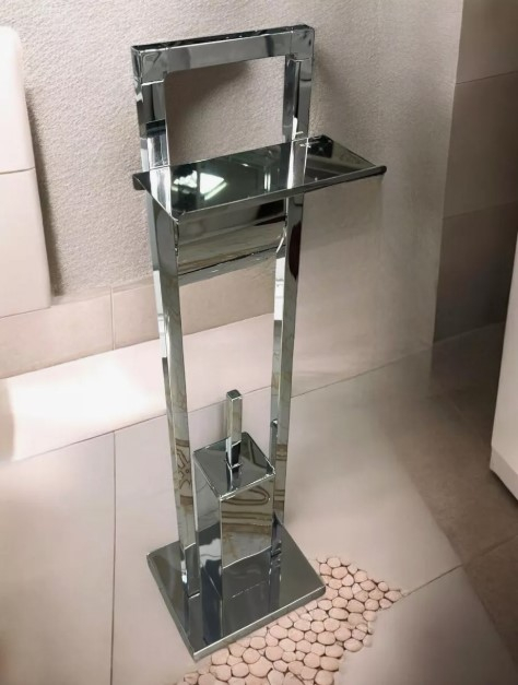 Suport pentru hartie igienica cu perie de toaleta si suport telefon, 3 in 1, inox SUS304, 80 cm SMART [6]