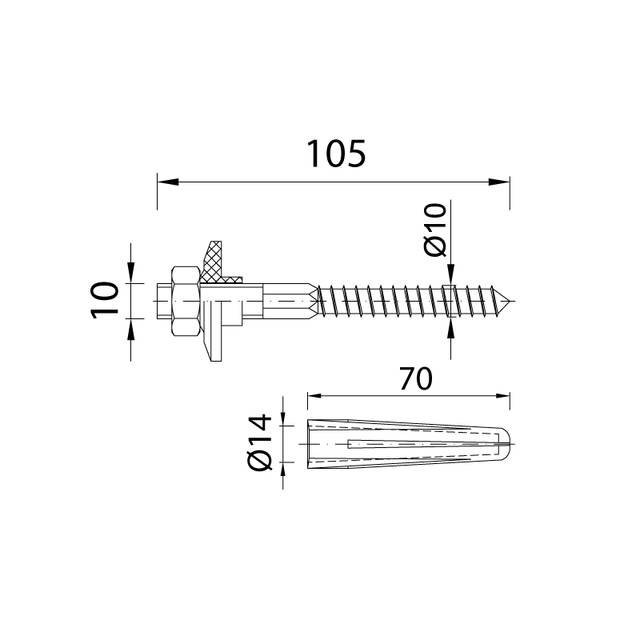 Set surub de montaj chiuveta 10 x105 mm Styron MR-105 [2]