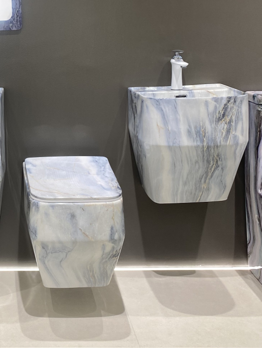 Vas WC suspendat cu capac, Rimless, finisaj alb-gri-albastrui 54 x 36 x 36 cm - T3133CW72 [3]