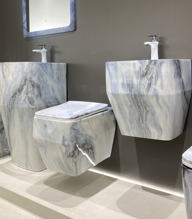 Vas WC suspendat cu capac, Rimless, finisaj alb-gri-albastrui 54 x 36 x 36 cm - T3133CW72 [5]