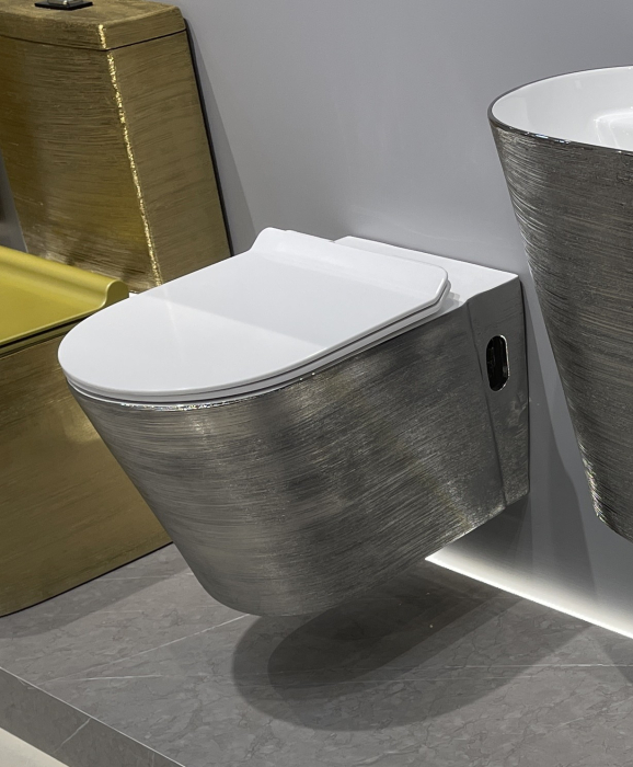 Vas WC suspendat cu capac, Rimless, finisaj argintiu 57 x 34 x 34 cm - T3203EDS [2]