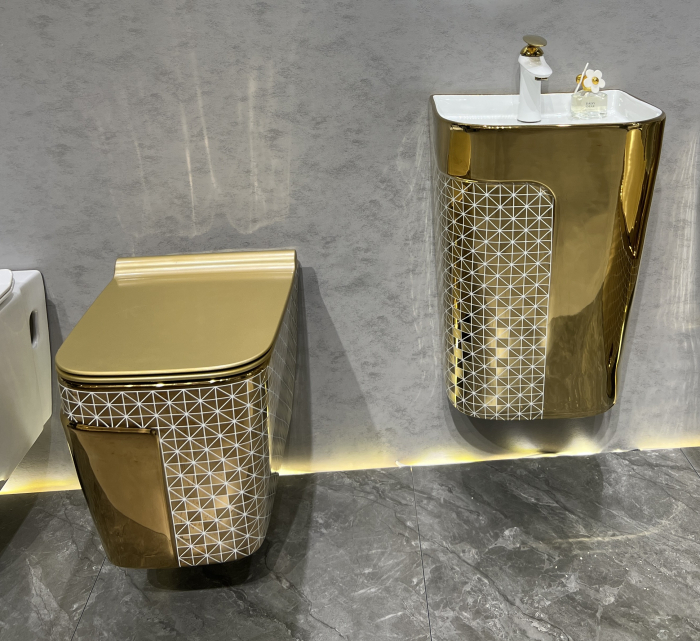 Vas WC suspendat cu capac, Rimless, finisaj auriu 52 x 36 x 36 cm - T3130EWG2 [2]