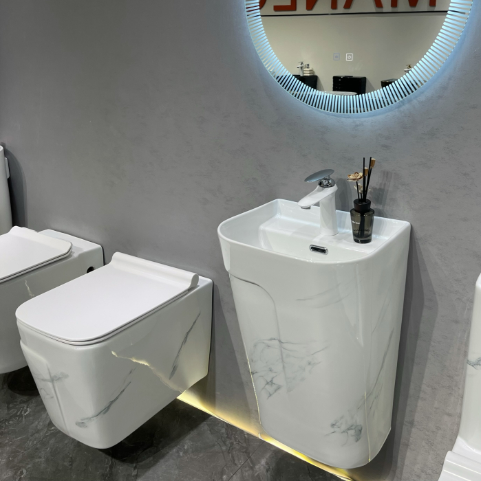 Vas WC suspendat cu capac, Rimless, finisaj marmură – 52 x 36 x 36 cm T3130UG cm [3]