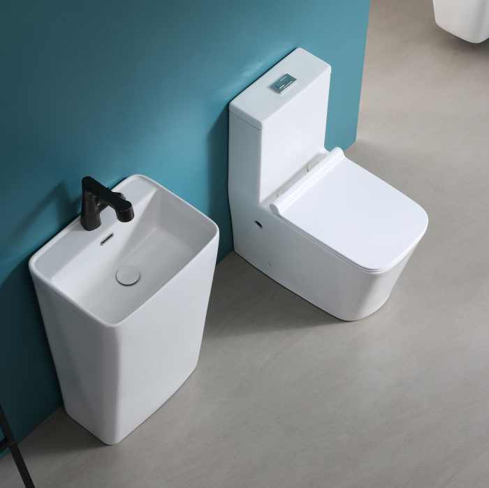 Set vas wc cu capac slim, montare pe podea, rimless, evacuare laterala, alb 640x360x800 T2073 [2]