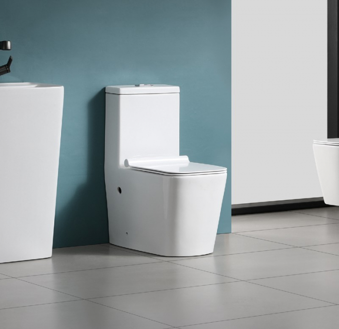 Set vas wc cu capac slim, montare pe podea, rimless, evacuare laterala, alb 640x360x800 T2073 [1]