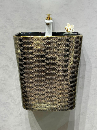 Lavoar suspendat, ceramica sanitara, finisaj auriu/negru 40 x 38 x 45 cm P124EBG5 [1]
