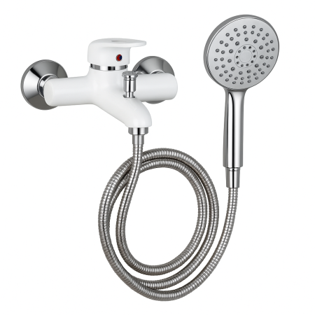 Baterii baie - Baterie cadă-duș cu set de duș, montaj pe perete, alb-crom - Italomix 25516