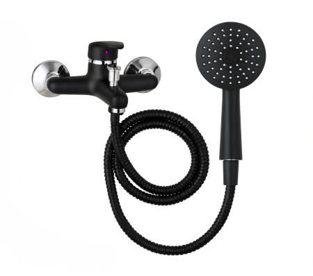 Baterii baie - Baterie cadă-duș cu set de duș, montaj pe perete, finisaj negru mat - Italomix 2559